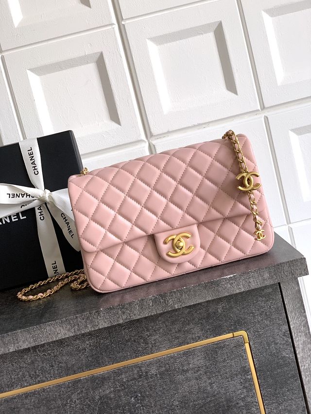 CC original lambskin medium flap bag AS5756 pink