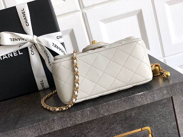 CC original lambskin mini flap bag AS5758 light grey