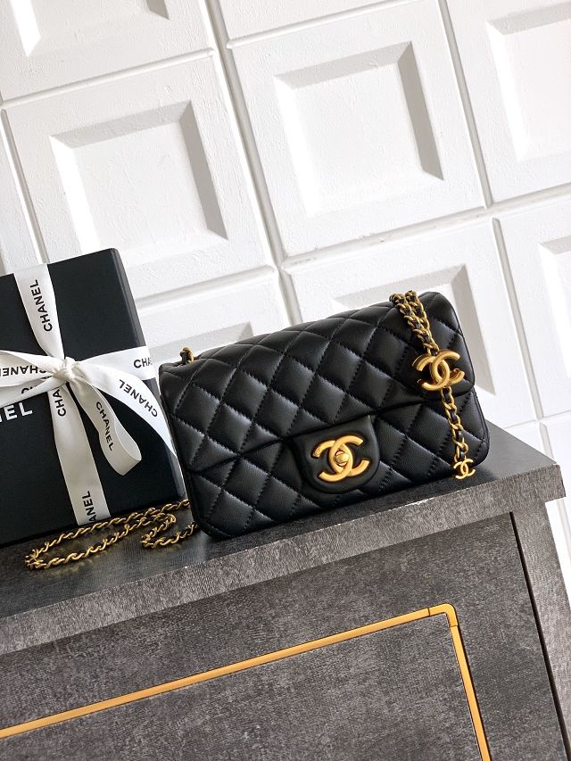 CC original lambskin small flap bag AS5759 black
