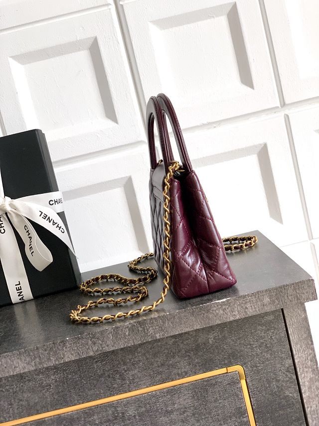 CC original calfskin mini shopping bag AS4416 burgundy