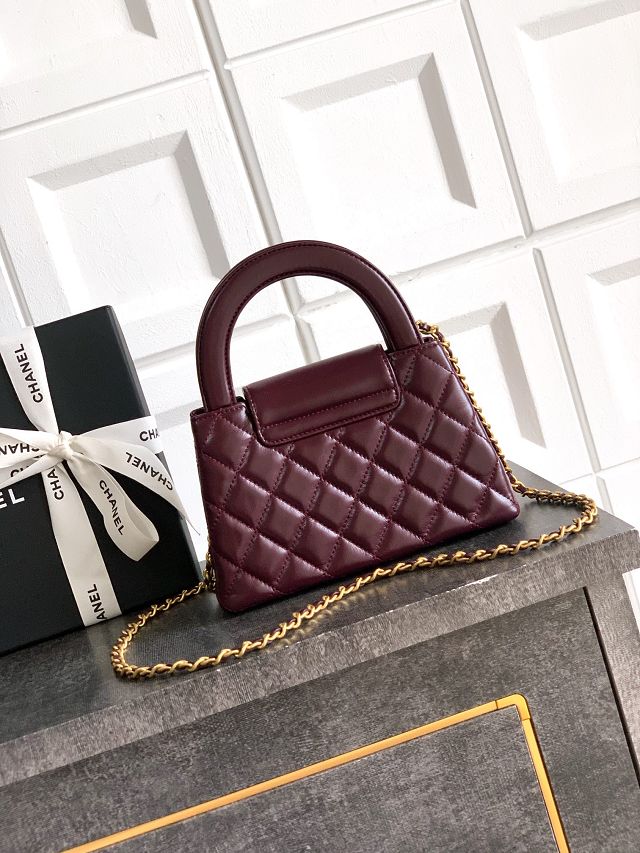 CC original calfskin mini shopping bag AS4416 burgundy