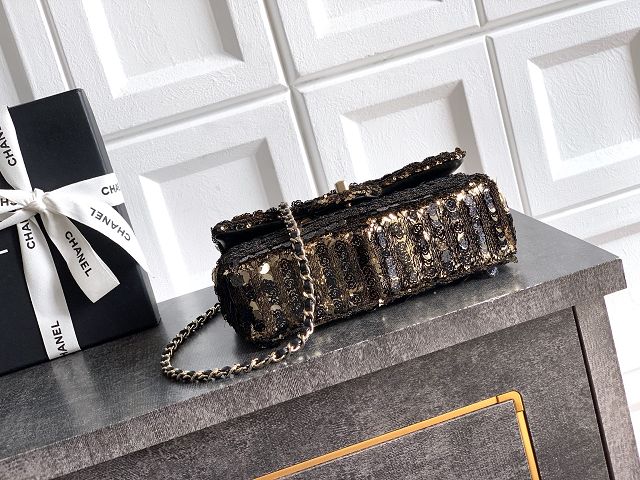 CC original sequins mini flap bag AS6171 black&gold