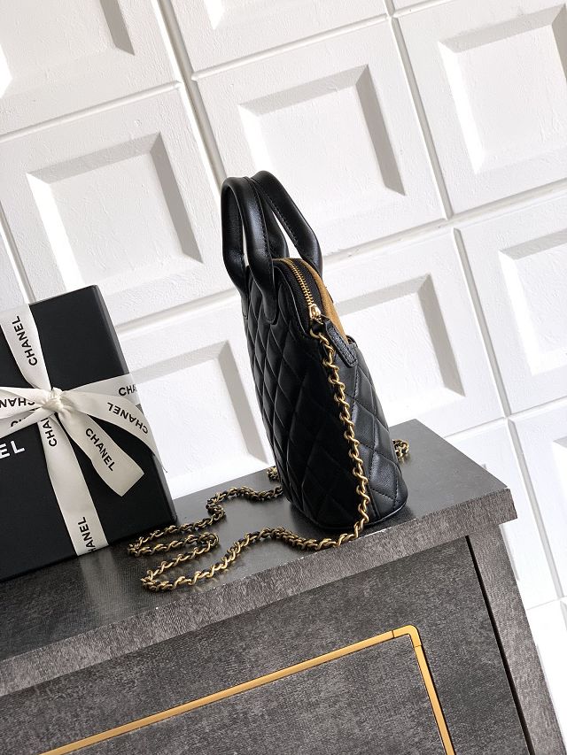 CC original suede&lambskin mini handbag AS4742 black&beige