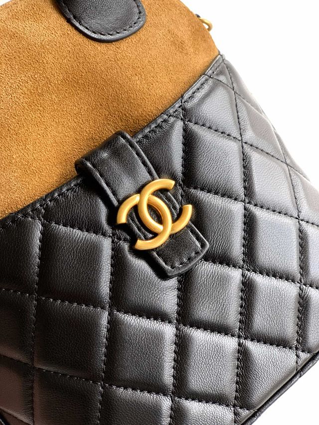 CC original suede&lambskin mini handbag AS4742 black&beige