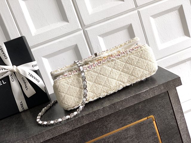 CC original tweed medium flap bag A01112 white&pink
