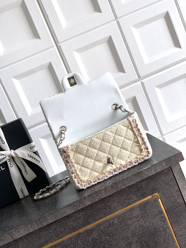 CC original tweed mini flap bag A69900 white&pink