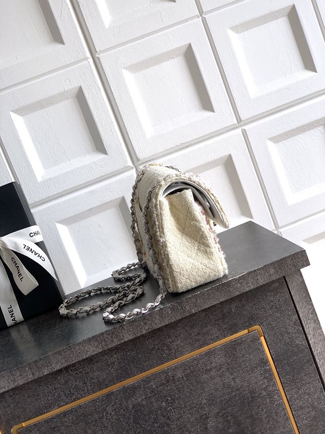 CC original tweed small flap bag A01113 white&pink