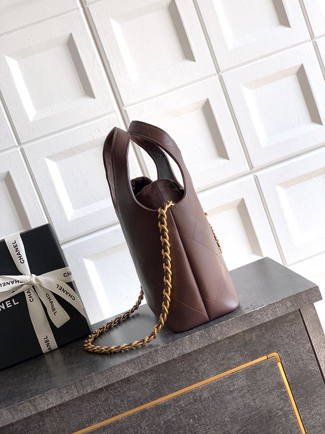 CC original calfskin small tote bag AS6132 dark brown