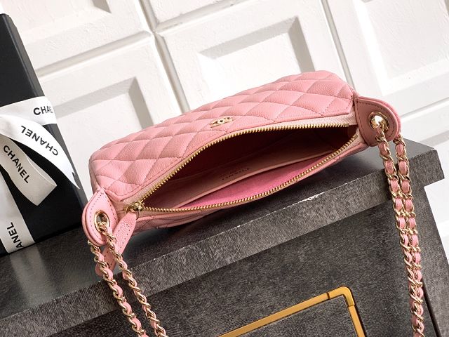 CC original grained calfskin clutch with chain AP4704 pink
