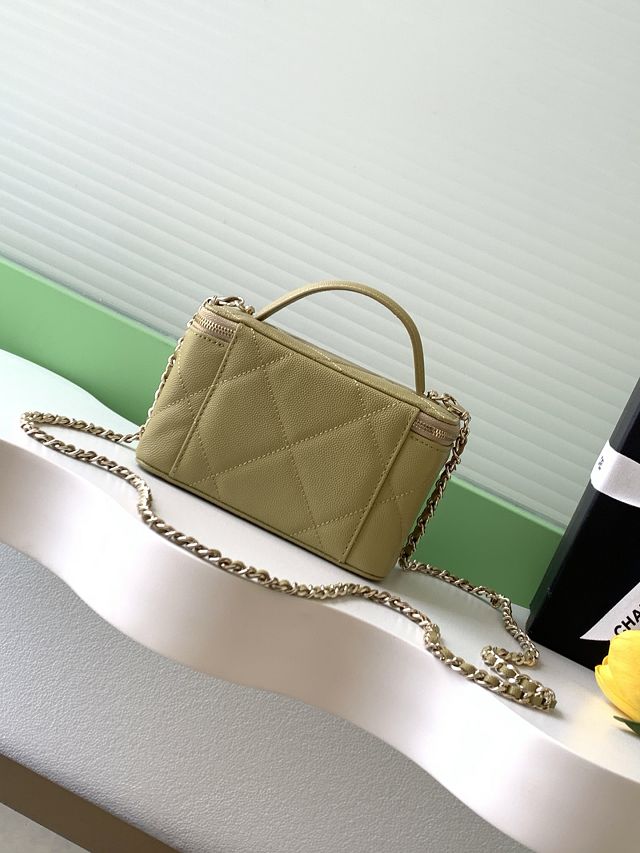 CC original grained calfskin vanity with chain AP4936 khaki green