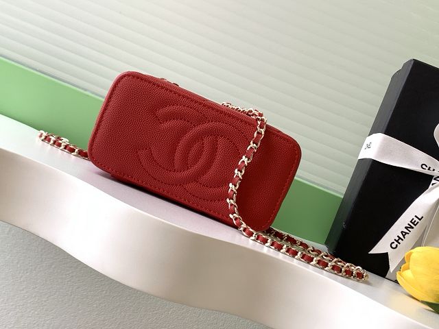 CC original grained calfskin vanity with chain AP4936 red