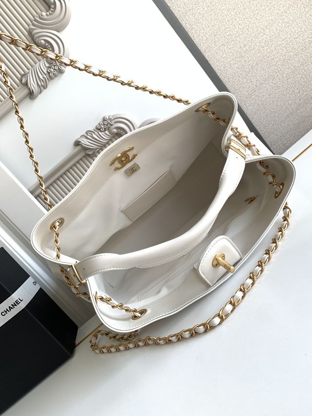 CC original calfskin shopping tote bag AS5634 white