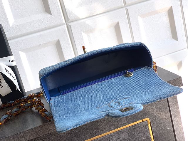 CC original denim small flap bag A01113 blue