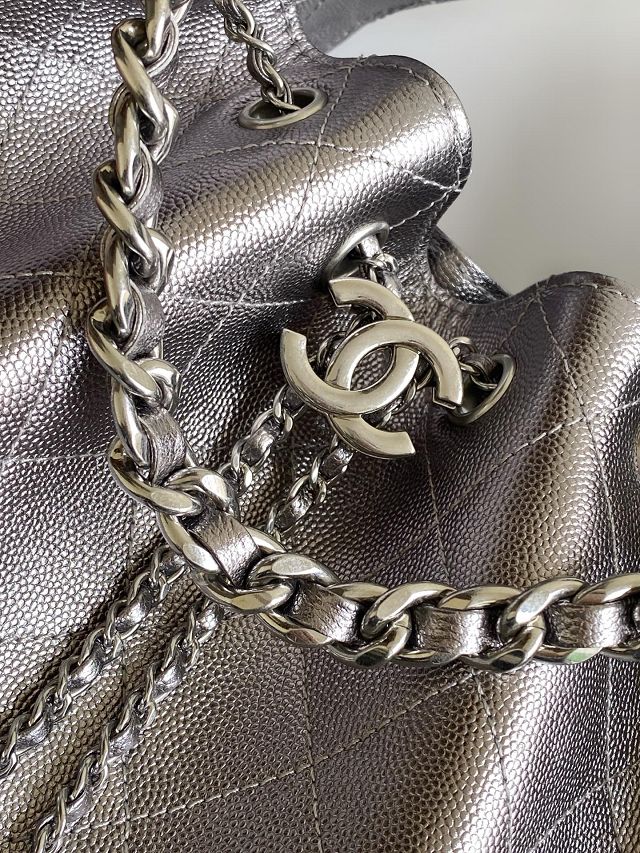 CC original grained calfskin 25 small handbag AS5293 dark silver