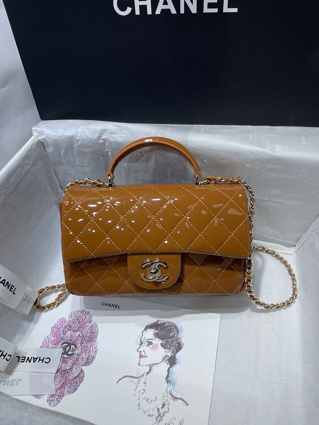 CC original patent calfskin top handle flap bag AS2431 