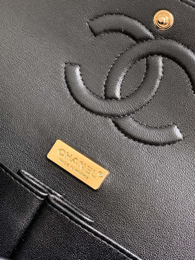 CC original straw medium flap bag A01112 black