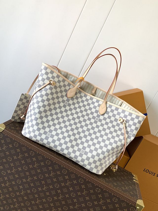 New Louis vuitton original damier azur neverfull gm N41606 beige