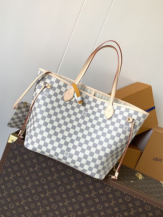 New Louis vuitton original damier azur neverfull mm N40604 beige