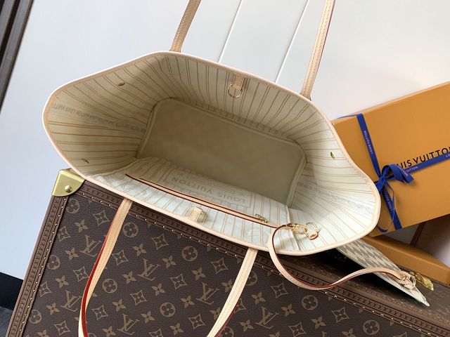 New Louis vuitton original damier azur neverfull mm N40604 beige