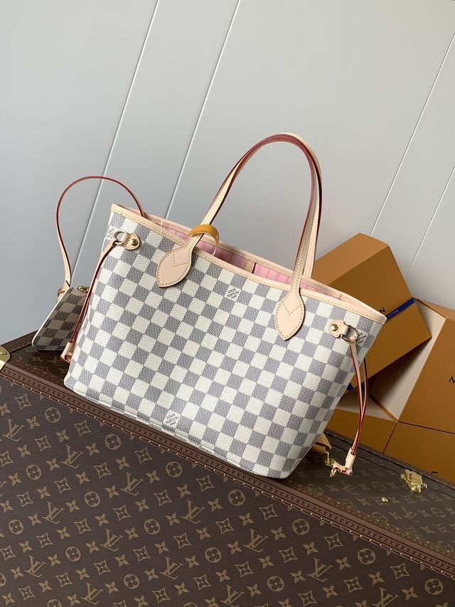 New Louis vuitton original damier azur neverfull pm N40606 pink