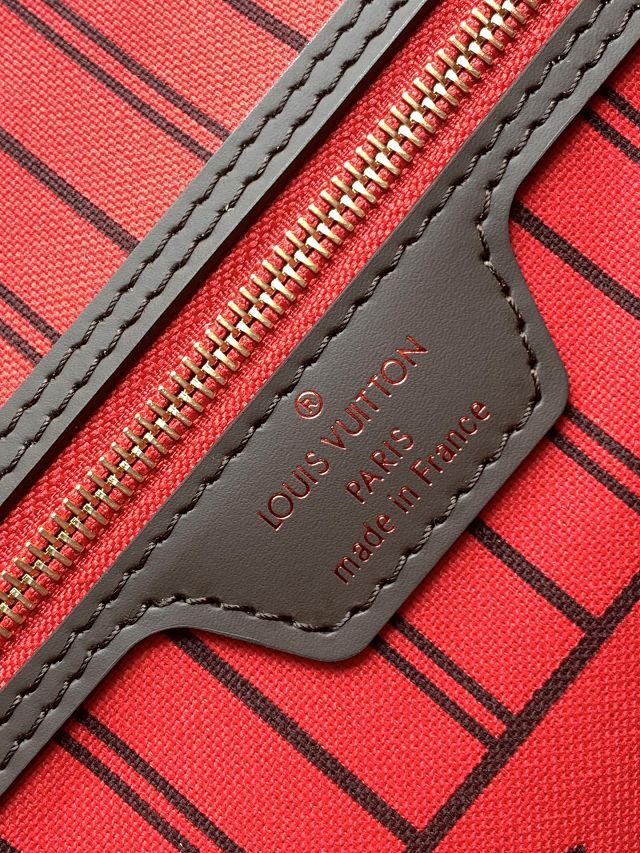 New Louis vuitton original damier ebene neverfull mm N40599 red