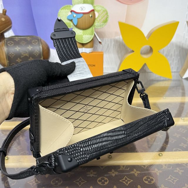 Louis vuitton original calfskin petite malle handbag N85818 black
