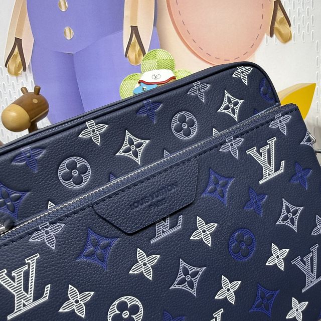 Louis vuitton original calfskin trio messenger bag M28618 blue