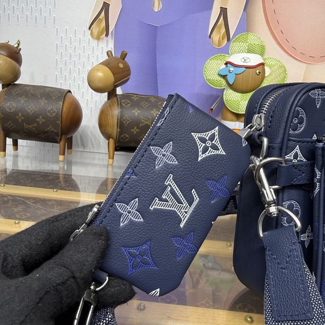 Louis vuitton original calfskin trio messenger bag M28618 blue