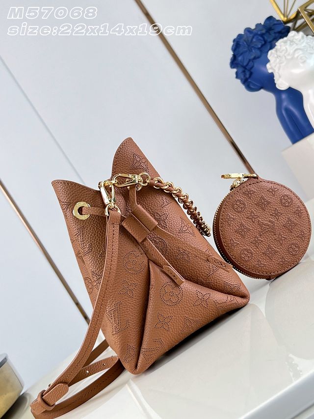 Louis vuitton original mahina leather bella bucket bag M27378 brown