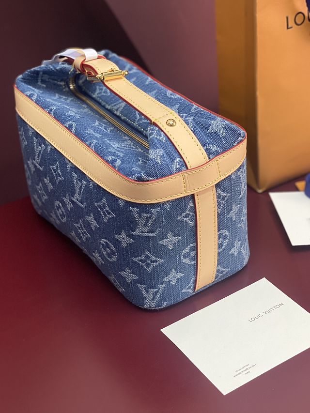 Louis vuitton original denim cruiser toiletry bag M27945 blue