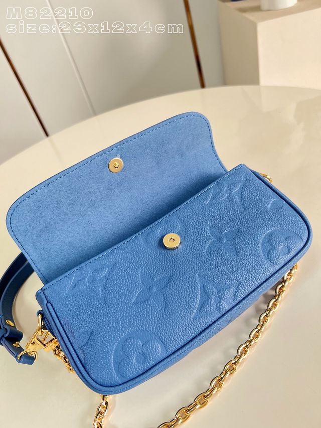 Louis vuitton original calfskin wallet on chain Ivy M82210 blue