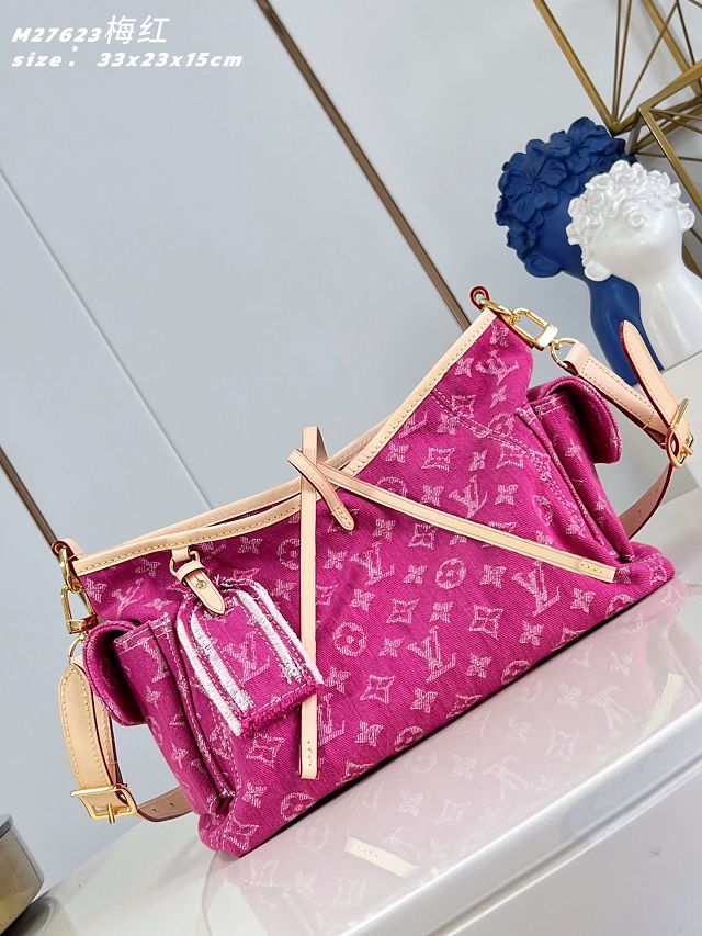 Louis vuitton original denim carryAll cargo PM M27623 fuchsia 