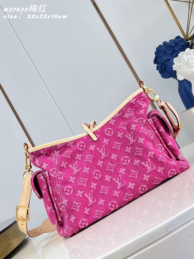Louis vuitton original denim carryAll cargo PM M27623 fuchsia 