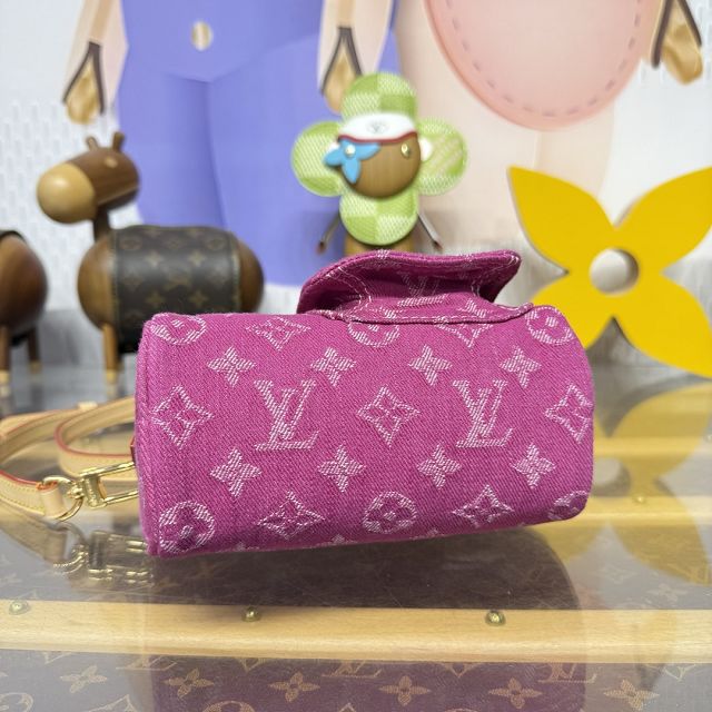Louis vuitton original denim nano speedy M27603 fuchsia