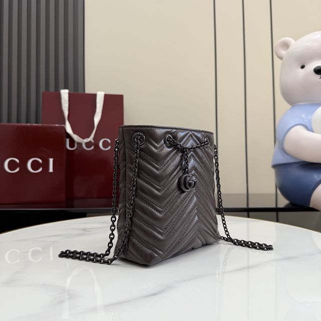GG original calfskin marmont mini bucket bag 856404 dark brown