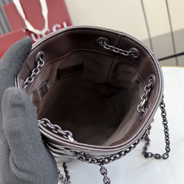 GG original calfskin marmont mini bucket bag 856404 dark brown