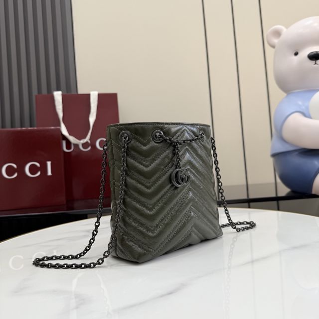 GG original calfskin marmont mini bucket bag 856404 dark green