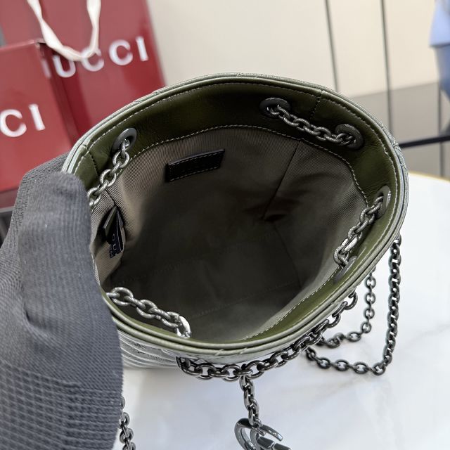 GG original calfskin marmont mini bucket bag 856404 dark green