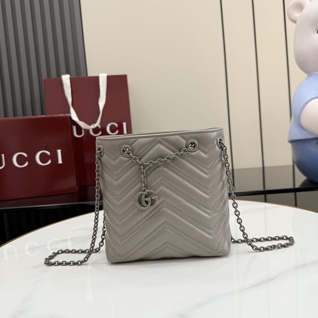 GG original calfskin marmont mini bucket bag 856404 grey