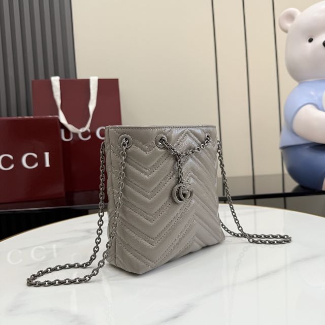 GG original calfskin marmont mini bucket bag 856404 grey