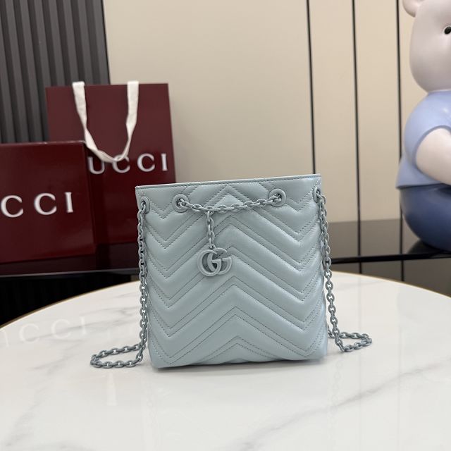 GG original calfskin marmont mini bucket bag 856404 light blue