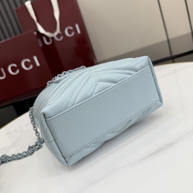 GG original calfskin marmont mini bucket bag 856404 light blue