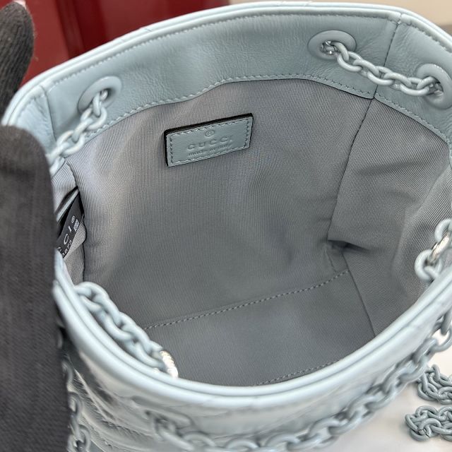 GG original calfskin marmont mini bucket bag 856404 light blue
