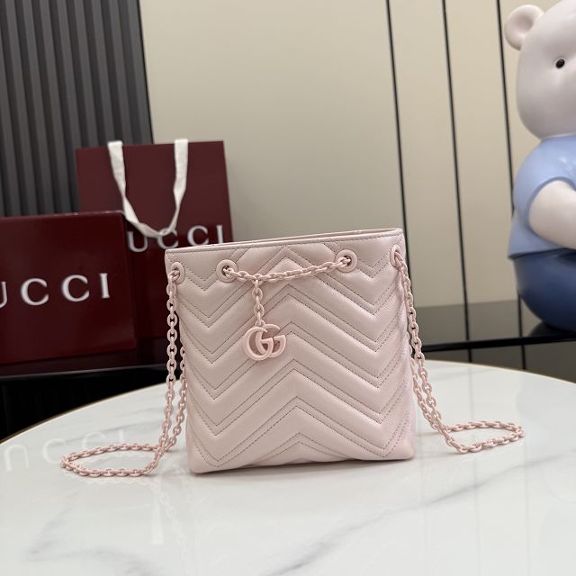 GG original calfskin marmont mini bucket bag 856404 pink