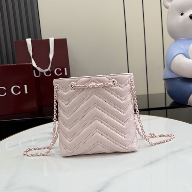 GG original calfskin marmont mini bucket bag 856404 pink