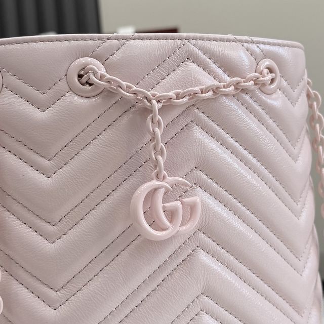 GG original calfskin marmont mini bucket bag 856404 pink