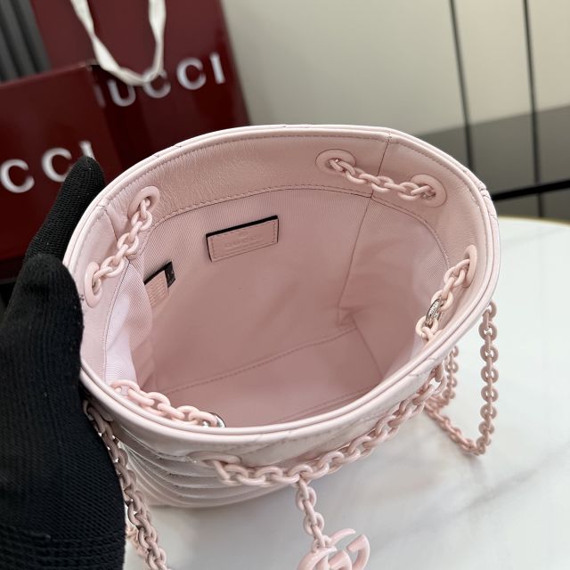 GG original calfskin marmont mini bucket bag 856404 pink
