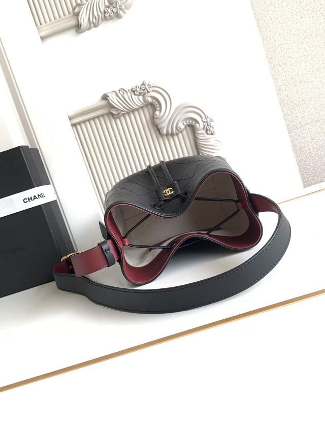 CC calfskin mini bucket bag AS6537 black