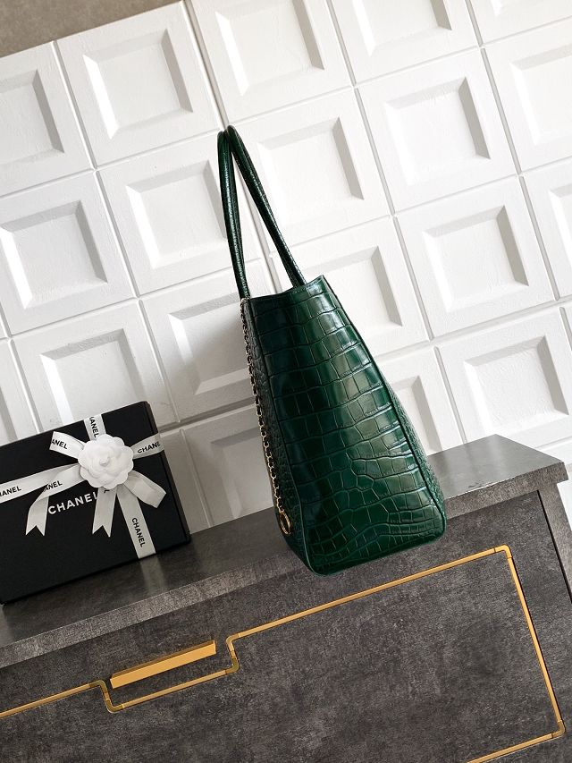 CC original crocodile calfskin medium tote bag AS6239 dark green