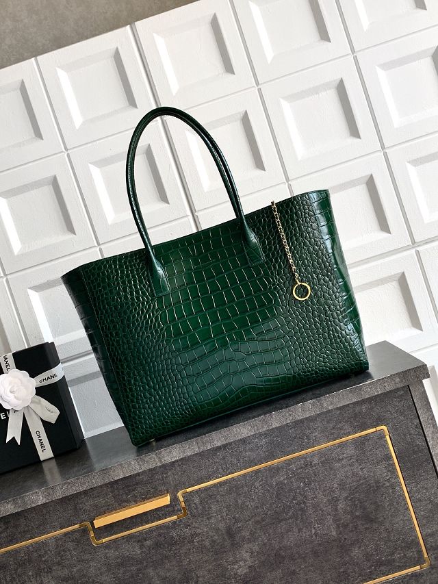CC original crocodile calfskin medium tote bag AS6239 dark green